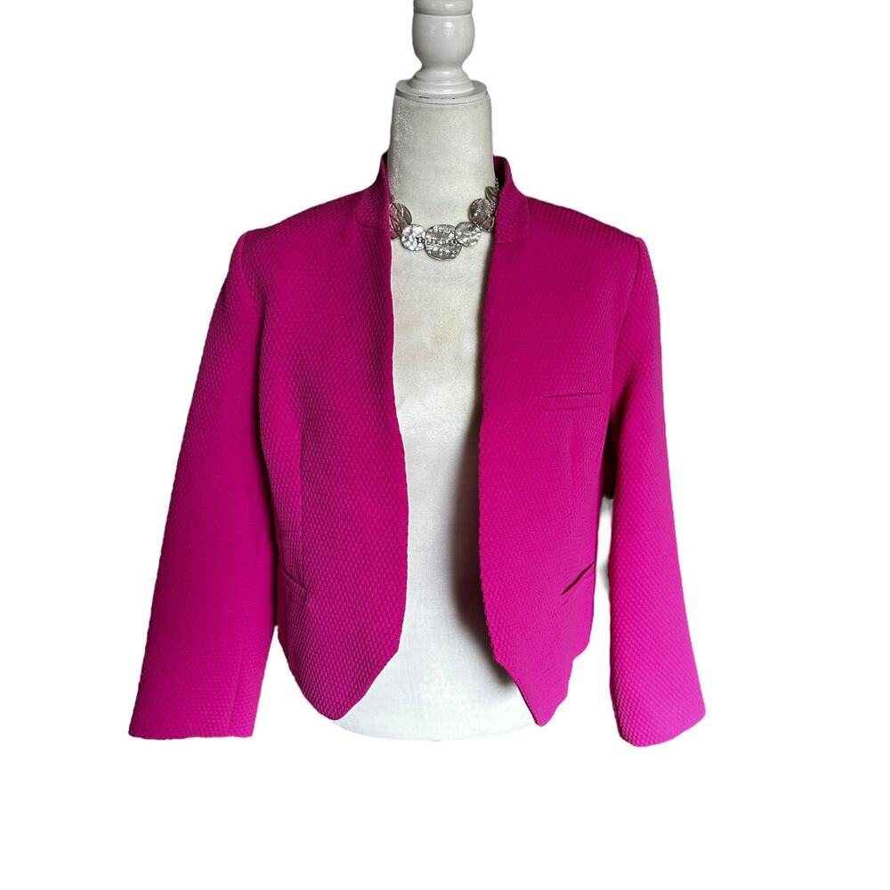 Louben Fuschia Textured Open Blazer 3/4 Sleeves - size 12 - EUC